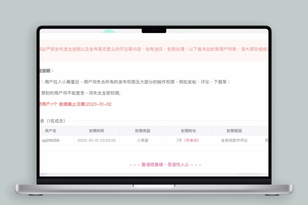 图片[1]-欢迎各位,本站专注于收集分享各种最新资源、技术教程、绿色软件、还有来自全网的网站模板、网站源码分享以及各种去广告软件下载Zibll主题禁封用户公示页面（php8.0修改版）